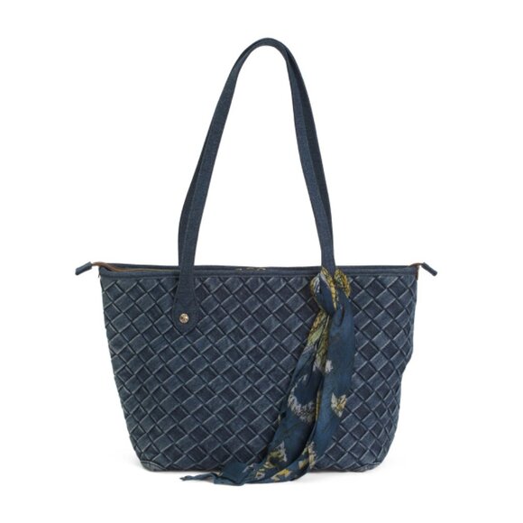 PATRICIA NASH denim Viotti Woven Denim Tote With Suede Lining